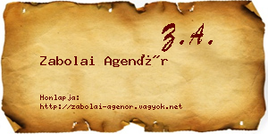Zabolai Agenór névjegykártya